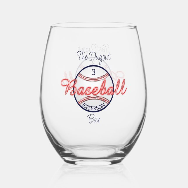 Vaso De Vino Béisbol Deportes Vino sin Stemless Drinkware (Anverso)