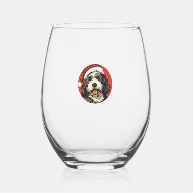 Vaso De Vino Bernedoodle Dog Xmas Doodle Dood Cuate Navidades B (Anverso)