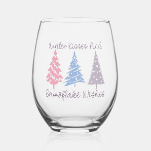 Vaso De Vino Besos de invierno y deseos de copas de nieve