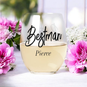 Vaso De Vino Bestman Black White Boda