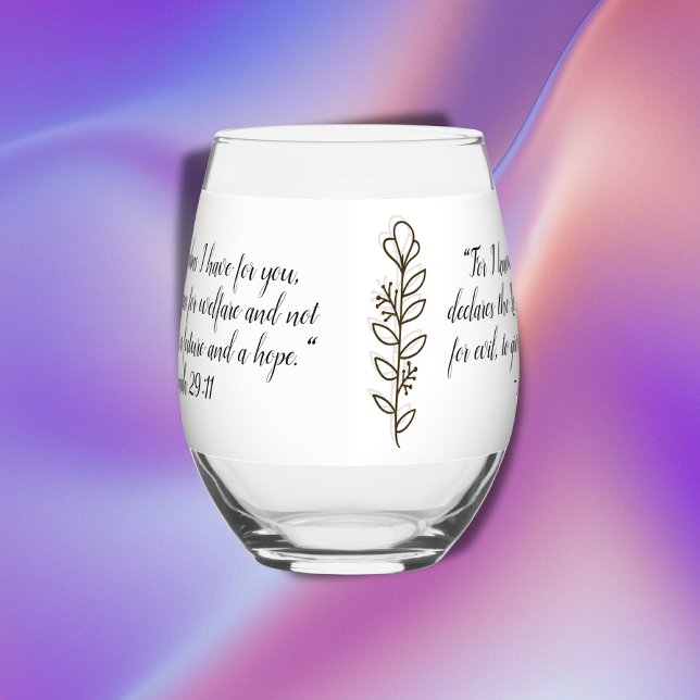 Vaso De Vino Biblia Verse simple Marrón botánico y blanco | (Subido por el creador)