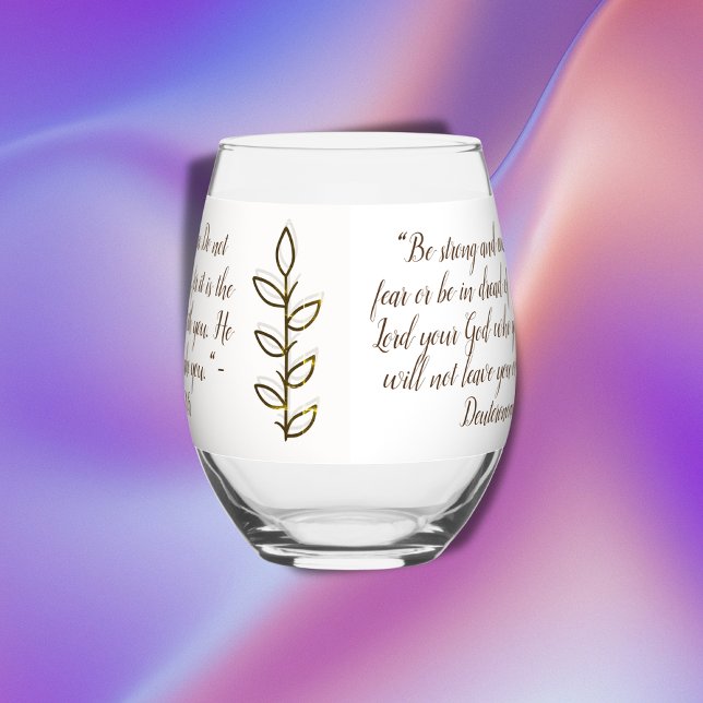 Vaso De Vino Biblia Verse simple Marrón botánico y blanco | (Subido por el creador)
