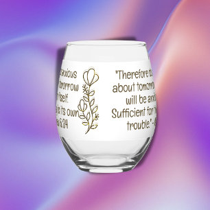 Vaso De Vino Biblia Verse simple Marrón botánico y blanco  