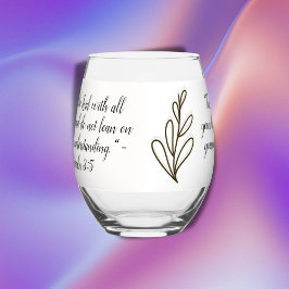 Vaso De Vino Biblia Verse simple Marrón botánico y blanco |