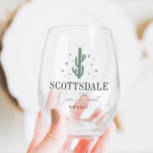 Vaso De Vino Bienvenida a la boda de destino de Cactus del desi