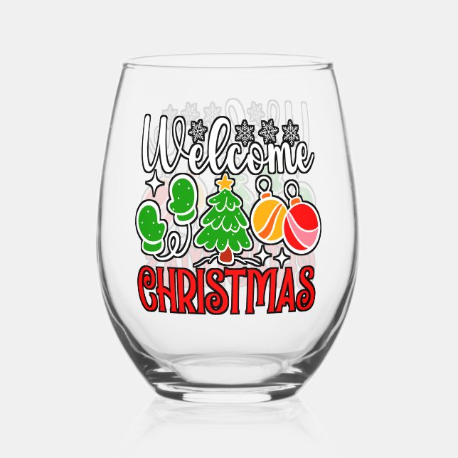 Vaso De Vino Bienvenido Navidad-23758  (Anverso)