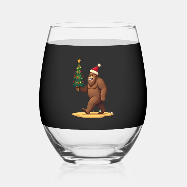 Vaso De Vino Bigfoot Christmas Tree Santa Hat (1) (Anverso)