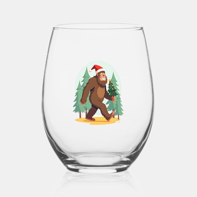 Vaso De Vino Bigfoot Christmas Tree Santa Hat (1) (Anverso)