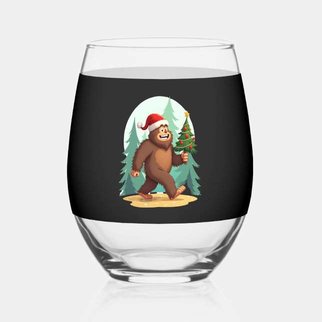 Vaso De Vino Bigfoot Christmas Tree Santa Hat (2) (Anverso)
