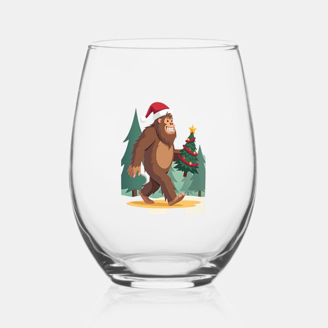 Vaso De Vino Bigfoot Christmas Tree Santa Hat (2) (Anverso)