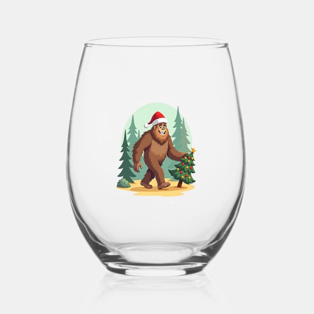 Vaso De Vino Bigfoot Christmas Tree Santa Hat (3) (Anverso)