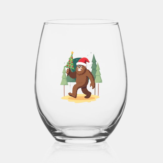 Vaso De Vino Bigfoot Christmas Tree Santa Hat (4) (Anverso)