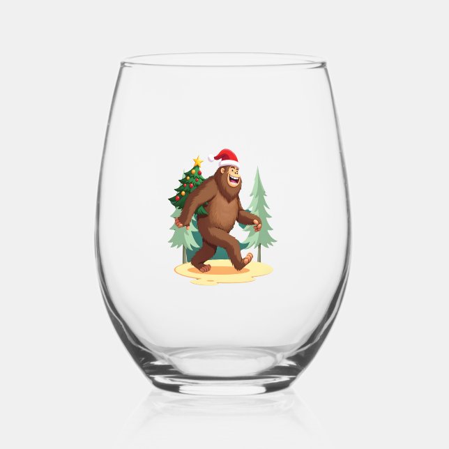 Vaso De Vino Bigfoot Christmas Tree Santa Hat (5) (Anverso)