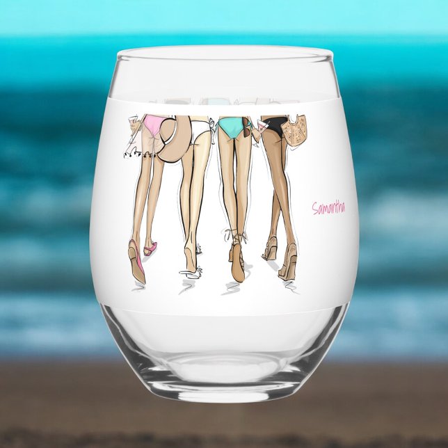 Vaso De Vino Bikinis y Martinis Favor para despedida de soltera (Subido por el creador)