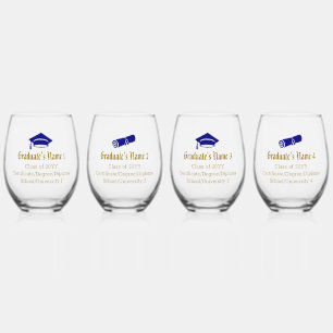 Vaso De Vino Birrete de Graduación Personalizado Borla Diploma 