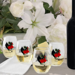 Vaso De Vino Black Dragon Red Roses Fantasy