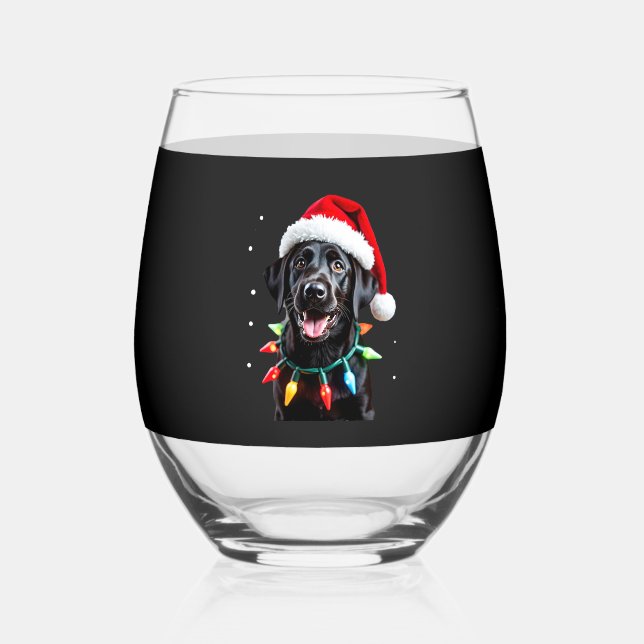 Vaso De Vino Black Lab Labrador Christmas Tree Light Pajama Dog (Anverso)