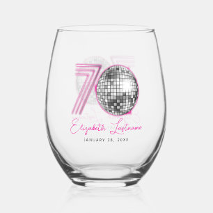 Vaso De Vino Black Neon Pink Disco Ball 470 cumpleaños