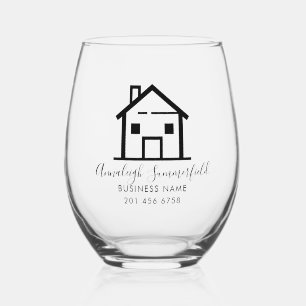 Vaso De Vino Blanco negro inmobiliario moderno personalizado