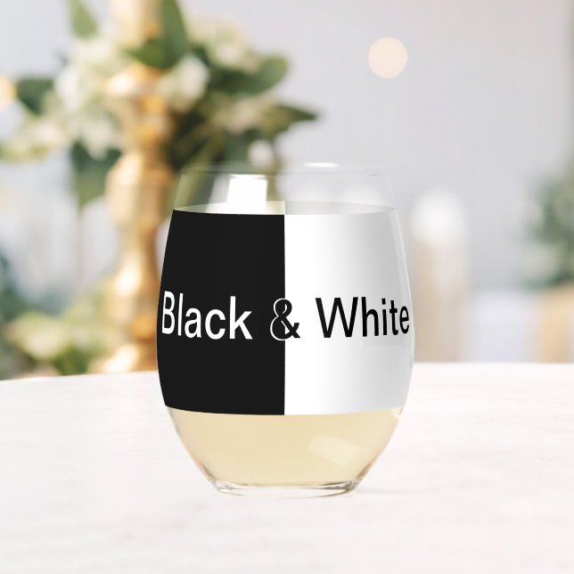 Vaso De Vino Blanco y negro sobre geométrico elegante blanco y  (Insitu (Boda))