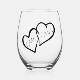 Vaso De Vino Blanco y negro | Sr. Modern Monogram Boda