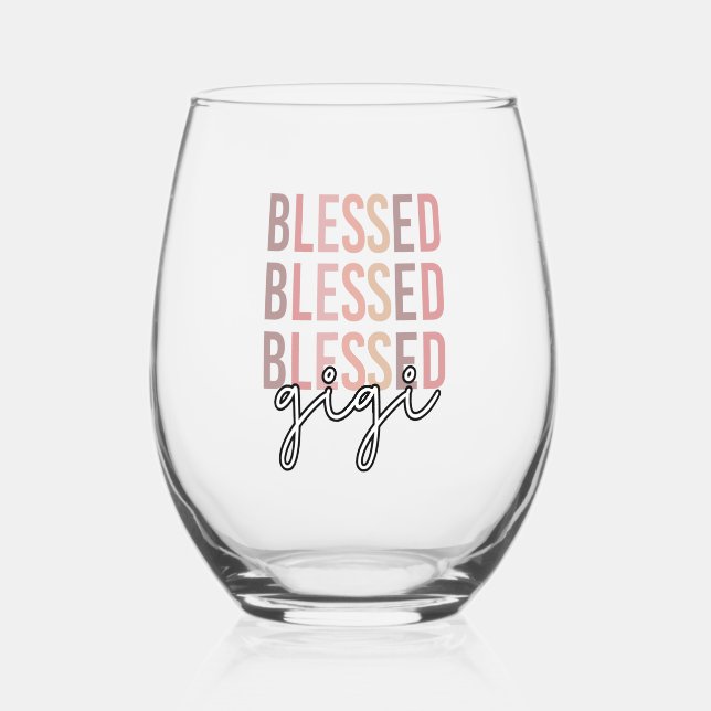 Vaso De Vino Blessed Gigi | Regalos para Gigi Grandma (Anverso)