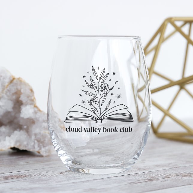 Vaso De Vino Blooming Floral Book Club (Subido por el creador)