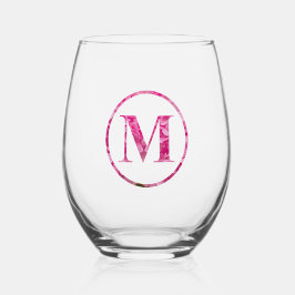 Vaso De Vino Blooming Floral Rosa Monograma Letras Art "M"