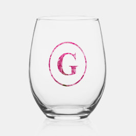 Vaso De Vino Blooming Floral Rosa Monograma Leyenda Art "G"
