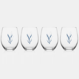 Vaso De Vino Blue Botanical | Minimal Coastal