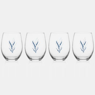 Vaso De Vino Blue Botánico | Minimalista Costero