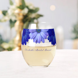 Vaso De Vino Blue Floral Bridal Shower