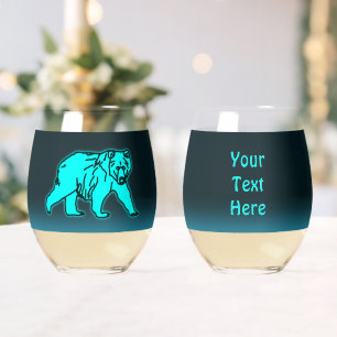 Vaso De Vino Blue Kodiak Bear