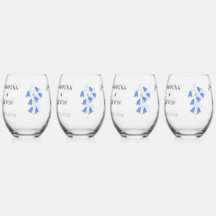 Bluebells Two Stemless Wine Glasses