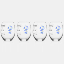 Vaso De Vino Bluebells Two Stemless Wine Glasses