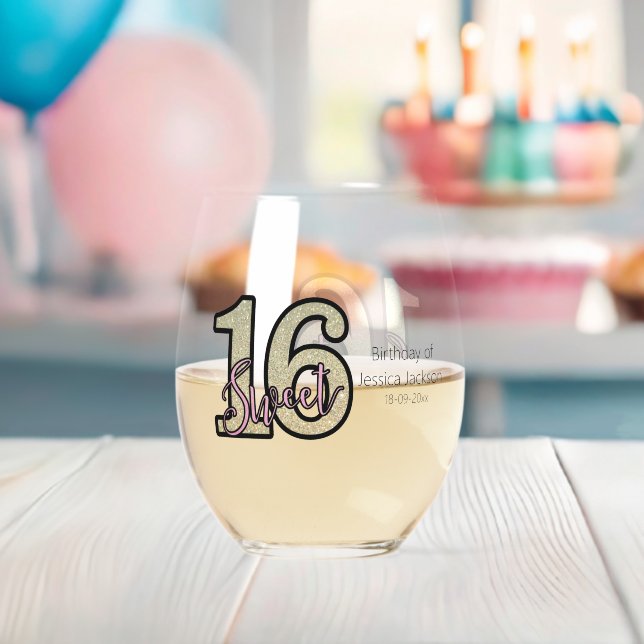 Vaso De Vino Blush Rosa  Oro Rosa Dulces Dieciséis (Insitu (Baby Shower))