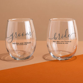 Vaso De Vino Boda Bride Groom Script Personalizado