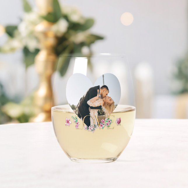Vaso De Vino Boda de AMOR de foto de parejas personalizadas (Insitu (Boda))