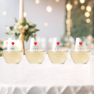 Vaso De Vino Boda de anillos entrelazados