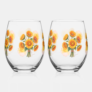 Vaso De Vino Boda de Celebración del Girasol