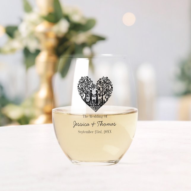 Vaso De Vino Boda de cosecha de árbol del corazón (Insitu (Boda))