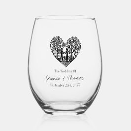 Vaso De Vino Boda de cosecha de árbol del corazón