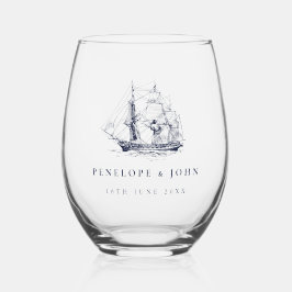 Vaso De Vino Boda de destino de barco náutico vintage elegante