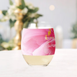 Vaso De Vino Boda de diseño floral rosa