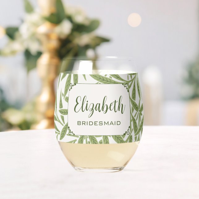 Vaso De Vino Boda de época, patrón de hojas salvajes victoriana (Insitu (Boda))