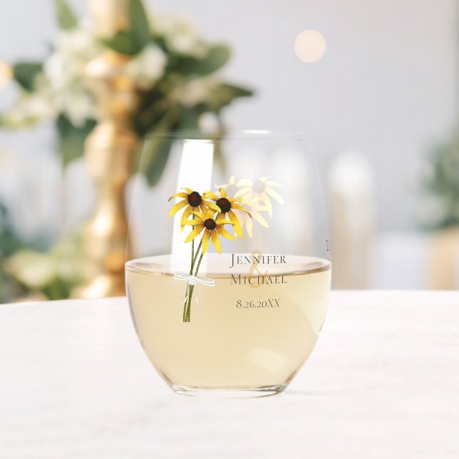 Vaso De Vino Boda de flor silvestre Black Eyed Susan (Insitu (Boda))