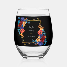 Vaso De Vino Boda de flores de Fiesta mexicano moderno negro