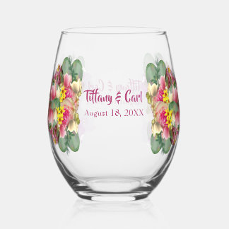 Vaso De Vino Boda de Flores Silvestres Florales Botánicas
