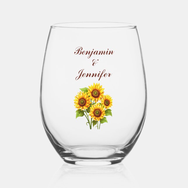 Vaso De Vino Boda de girasol ruso (Anverso)
