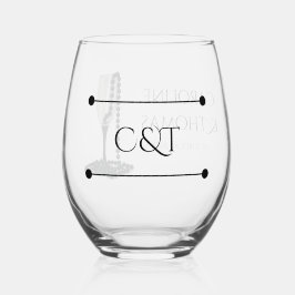 Vaso De Vino Boda de Glass Black & White Pearl Champagne